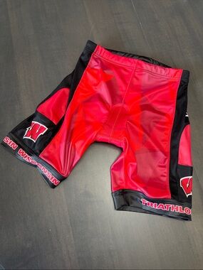 U W Madison Triathlon Cycling Biking Shorts College Team Men’s Medium WI Badgers
